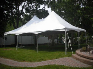 20x30 White High Peak Frame Tent rentals for parties in NJ